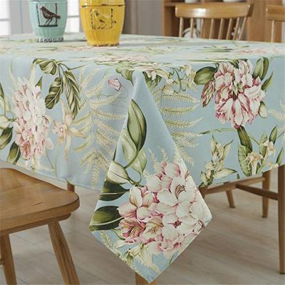 China Rectangular Oilproof Restaurant Cotton Linen Tablecloth Printed for sale