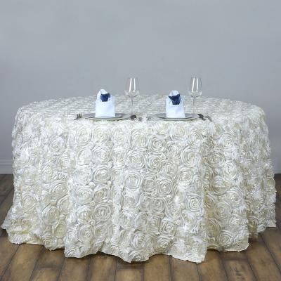 China Oilproof Design Unique Satin Rosette Wedding Table Cloth for sale