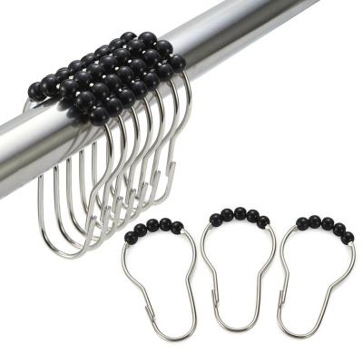 China Amazer CLASSIC Shower Curtain Hooks Rings, Stainless Steel Shower Curtain Rings and Hook-Set of 12-Black for sale