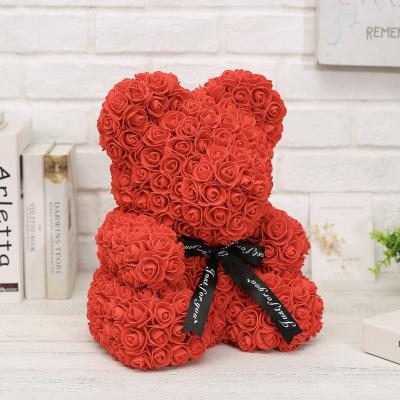 China 2021 artificial preserved roses Teddy Roses Bear for Valentines Day Gift rose bear for sale