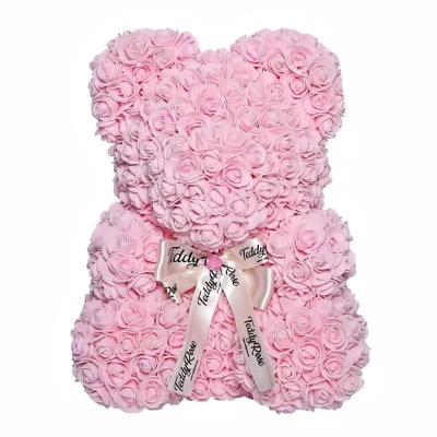 China Hot Selling Wholesale Foam / PE Handmade Artificial Flowers Rose Bear for Valentine Day Gift 40cm rose bear for sale