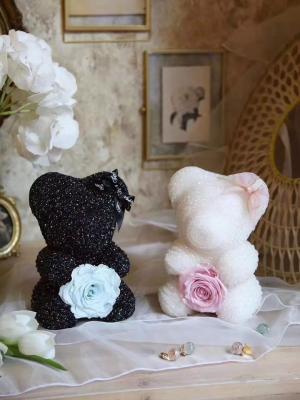 China New Arrival Christmas Gift Diamond Bear Preserved Rose Bear Valantine's day gift   Christmas day gift for sale