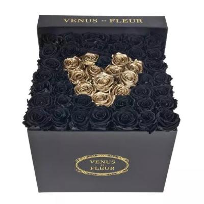 China Luxury design cardboard round box preserved flower boxes with logo printing for sale