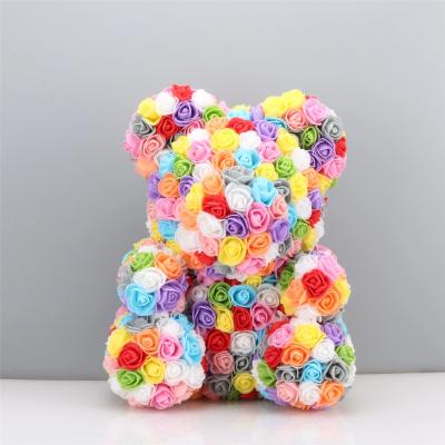 China Factory Export Direct 40cm Multicolor Rose Bear Custom Rainbow Rose Bear for sale