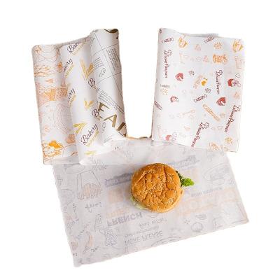 China Disposable Wholesale Custom Hamburger Paper Logo Size Wax Paper For Burger Sandwich Food Paper for sale