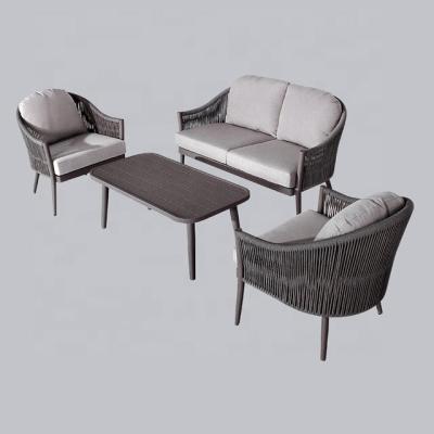 China Modern modern style all rattan handmade outdoor furniture for garden or patio use rope weaving sofa set for sale