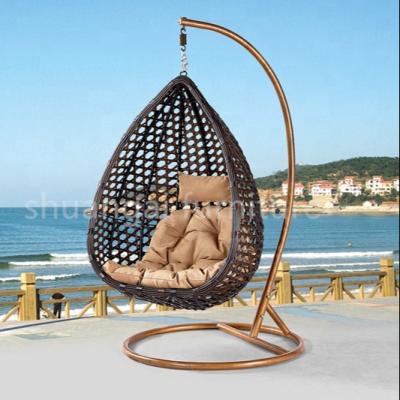 China Outdoor Casual Modern Garden Egg Chair Rattan Swing Outdoor Hanging Chair With Cushion for sale