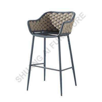 China Modern Outdoor Bar Furniture Metal Chair Rope-Leg Weaver Outdoor Bar Chair and Table for sale