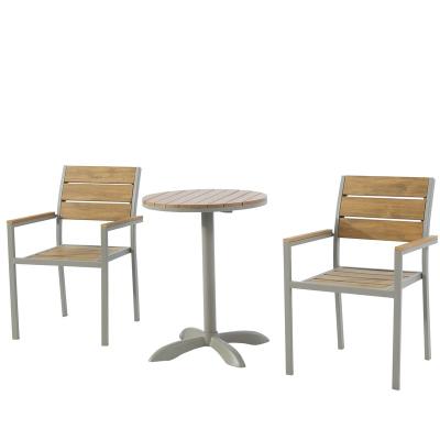 China Hot Sale Modern Metal Outdoor Garden Cafe Chair Table Furniture Plastic Plastic Wood Set for sale