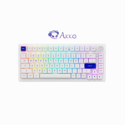 China ABS Akko PC75B Plus Blue White Multi-modes Wired BT 5.0 2.4G RGB PBT Wireless Keycap Dual-Stroke Mechanical Keyboard for sale