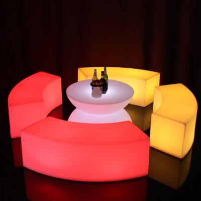 China Modern Light Night Club Sofa Set Furniture Glow Led Sectional Plastic Sofa Pub Lounge Bar Promotional Furniture for sale