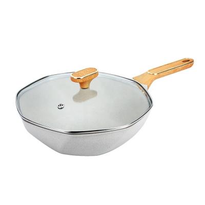 China Viable Bestselling Stone Pan Non Stick Coated Skillet Maifan Octagonal Household Cooking Pan Deep Frying Pan for sale