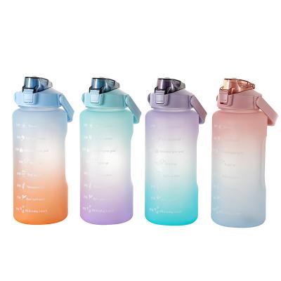 China 2000ML Timescale Viable Sports Bottle Bounce Cover Spray Paint Gradient Water Cup Outdoor Large Capacity Portable Water Bottle for sale