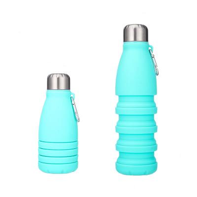 China Amazon 550ml BPA Free Silicone Minimalist Camping Travel Collapsible Water Bottle With Carabiners for sale