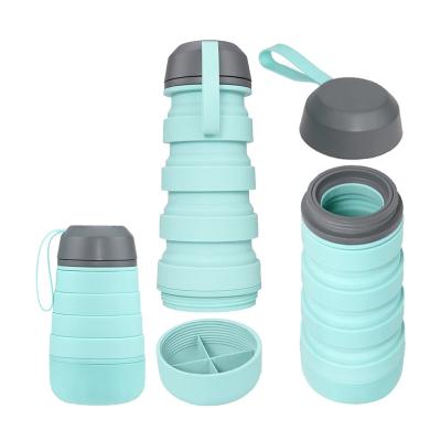 China New Design Viable 400ml 13oz Outdoor Collapsible Silicone BPA Free Sport Collapsible Water Bottle With Storage Box for sale