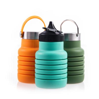 China Hot Selling Gymnasium 500ml 17oz Outdoor Camping Silicone BPA Free Collapsible Sports Water Bottle Viable for sale