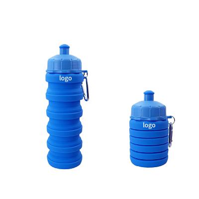 China Camping 500ml 17oz Hot Sale Outdoor Minimalist Silicone BPA PP Silicone Free Lid Folding Sports Water Bottle With Carabiners for sale