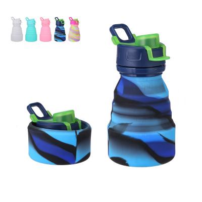 China Minimalist Outdoor Camping 500ml 16 oz Silicone BPA Free Travel Sports Collapsible Water Bottle for sale