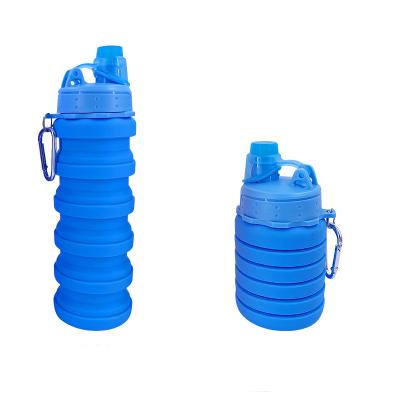 China Minimalist Outdoor Camping 500ml 16 oz Silicone Sport BPA Free Travel Collapsible Water Bottle With Carabiners for sale