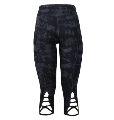 China Breathable Hot Selling Printed Lift Up Capris Mid Waist Fitness Sweatpants Running Pants Training Gaiters Sports Trousers for sale