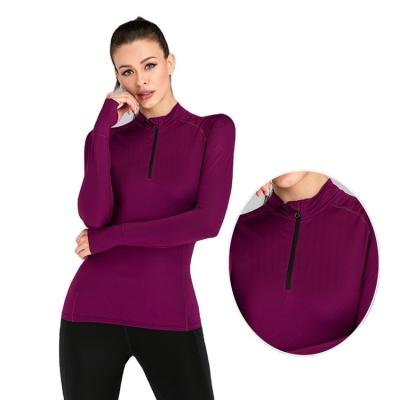 China High Quality Quarter 1/4 Zipper Pullover Moisture Wicking Women Slim Fit Active Yoga Tops Sport for sale