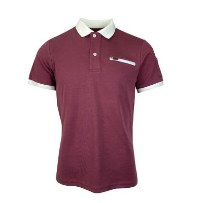 China OEM casual athletic anti-pilling plain polo t-shirt for men 100% cotton interlock shirts with zipper pocket for sale