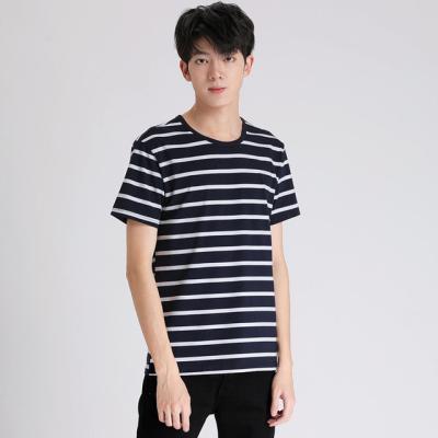 China High Quality Anti-pilling O Neck Striped T-shirts Summer Short Sleeve Mens Cotton Tee Shirt Sports Tops for sale