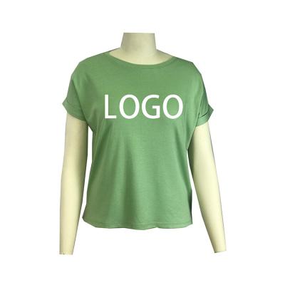 China Women's High Quality 100% Cotton Anti-pilling Interlock Loose Fit Logo Custom Printed Tee Shirt for sale