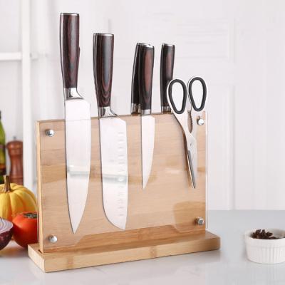 China Chinese Multifunctional Bamboo Magnetic Holder Block Wooden Magnetic Knife Holders Storage For Kitchen Cutlery Display Rack for sale