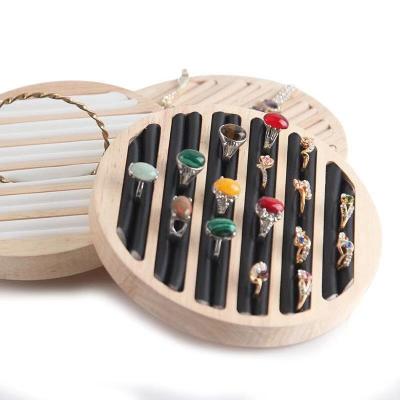 China Wooden / Bamboo Simple Style Jewelry Insert Earrings Ring Holder Jewelry Display Tray Round for sale