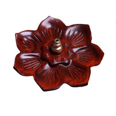 China Wholesale Chinese Incense Flower Shapes Wooden Incense Holder with Holder Copper Incense Stick Burner for Home Daily Use Yoga Spa for sale