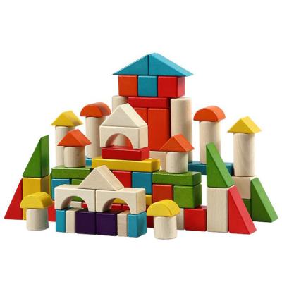 China China Customize Wholesale Kids Toys Wooden Building Blocks Set 30~74 Pcs Colorful Wooden Children's Educational Toys for sale