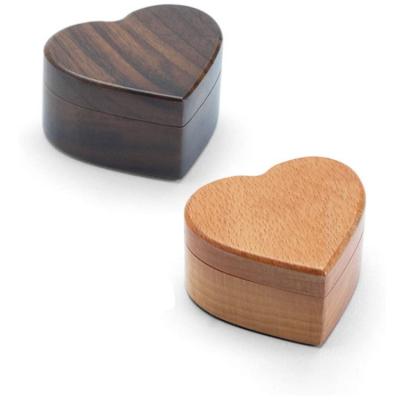 China Wedding Portable Wooden Organizer Necklace Luxury Wedding Ring Packing Box Design Jewelry Ring Box Wholesale Heart Shape Morden for sale