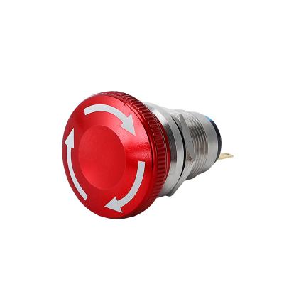 China 19mm Dpdt Waterproof Red Type Emergency Stop Normally Closed Push Button Mushroom Switch for sale