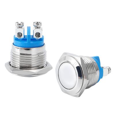 China Waterproof 22mm 220v Waterproof 5 PIN Momentary Stainless Steel Ring Led Metal Push Button Light Lamp Switch for sale