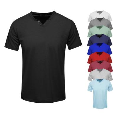 China China Factory Design Latest Design China Factory Anti-Wrinkle Color European Fashion Pure Simple Blank Size Wholesale Solid V Neck Man Basic Short T-shirt for sale