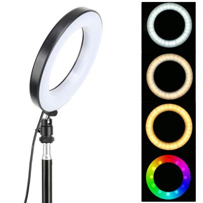 China Zomei 6 Inch RGB Rainbow LED PORTABLE Flowing Makeup Ring Lamp for sale