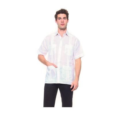 China Sustainable Mens Linen Shirt 4 Pocket Short Sleeve Classic Guayabera Shirt for sale