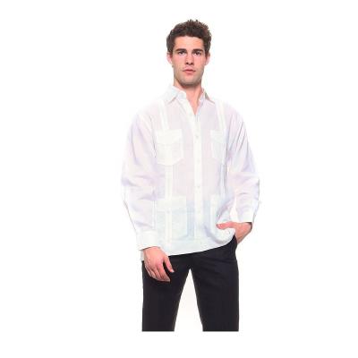 China Mens Guayabera Classic Pocket Sustainable Shirt 4 Canvas Long Sleeve Shirt for sale