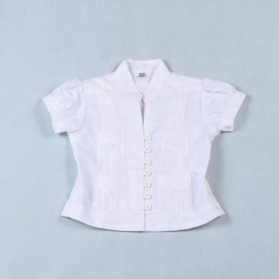 China Anti-pilling Junior Blouse Girl Linen Cotton Guayabera Toddler Girl's Blouse for sale