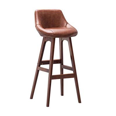 China Leather Bar Stool Bar Furniture Oil Wax Bar Counter Stool With Beech Wood Legs High Bar Chair for sale