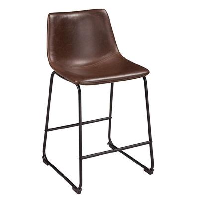 China Counter Modern Vintage Design PU Metal Frame Leather Bar Umpire Chair Modern Stool Set for sale