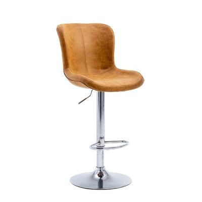 China Modern Retro Modern Leather Bar Stool Kitchen Adjustable Armless PU Bar Chairs for sale