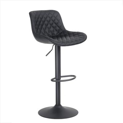 China Retro Modern Leather Bar Stool Kitchen Adjustable PU Bar Chairs With Black Base for sale