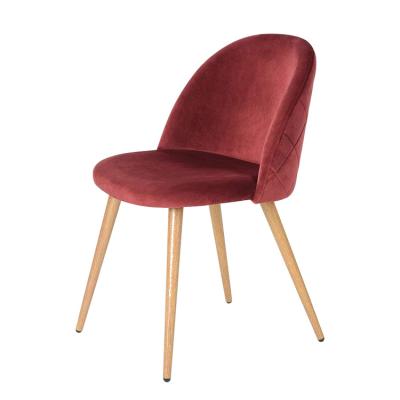 China Modern Hot Selling Velvet Fabric Dining Chair Modern Leisure Chair With Solid Wood Legs for sale