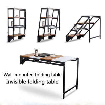 China Iron Household Minimalist Wall Mounted Folding Can Hide Computer Desk Dining Table Leisure Table for sale