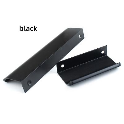 China Contemporary Black Back Mount Finger Edge Pull, Aluminum Concealed Handle Hidden Tab Pulls For Home Kitchen Living Room Door Drawer Cabinet for sale