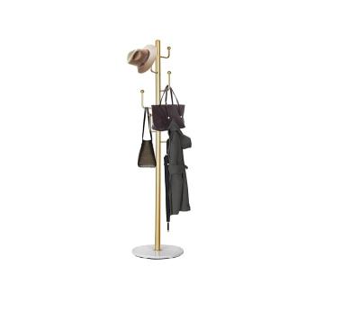 China Dismantling 67 Inch Modern Metal Coat Hanger With 6 Hooks Hat Bag Wallet Entryway Locker Room Bedroom Office Stable Gold Floor Standing Coat Rack for sale