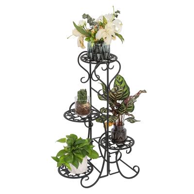 China Modern Single Layer Type European Style Balcony Flower Pot Orchid Pot Metal Iron Frame Indoor Living Room Floor Hanging Rack for sale