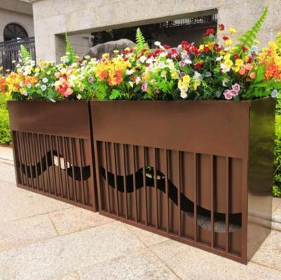 China Modern outdoor coffee pot outdoor flower box commercial street flower iron flower box for sale